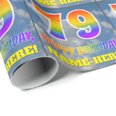 Regenboogblik "79" & "GELUKKIGE VERJAARDAG", Wolke Cadeaupapier (Rol Hoek)