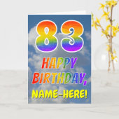 Regenboogblik "83" & "HAPPY BIRTHDAY", wolken, Sky Kaart (Gele Bloem)