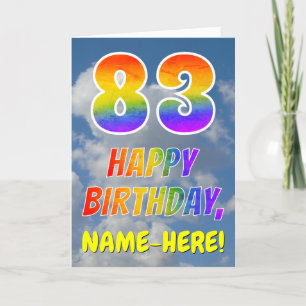 Regenboogblik "83" & "HAPPY BIRTHDAY", wolken, Sky Kaart