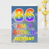 Regenboogblik "86" & "HAPPY BIRTHDAY", wolken, Sky Kaart (Gele Bloem)
