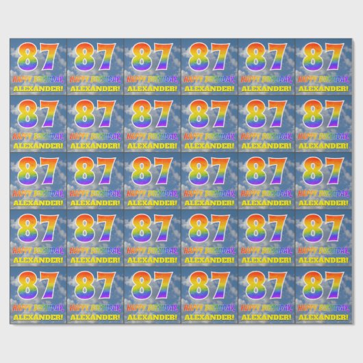 Regenboogblik "87" & "GELUKKIGE VERJAARDAG", Wolke Cadeaupapier (Vlak)
