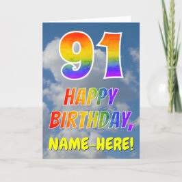 Regenboogblik "91" & "HAPPY BIRTHDAY", wolken, Sky Kaart