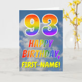 Regenboogblik "93" & "HAPPY BIRTHDAY", wolken, Sky Kaart (Gele Bloem)