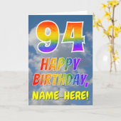 Regenboogblik "94" & "HAPPY BIRTHDAY", wolken, Sky Kaart (Gele Bloem)