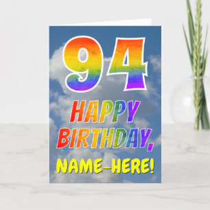 Regenboogblik "94" & "HAPPY BIRTHDAY", wolken, Sky Kaart