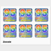 Regenboogblik "95" & "GELUKKIGE VERJAARDAG", Wolke Vierkante Sticker (Vel)