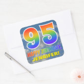 Regenboogblik "95" & "GELUKKIGE VERJAARDAG", Wolke Vierkante Sticker (Envelop)