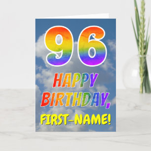 Regenboogblik "96" & "HAPPY BIRTHDAY", wolken, Sky Kaart