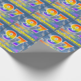 Regenboogblik "97" & "HAPPY BIRTHDAY", wolken, Sky Cadeaupapier