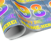 Regenboogblik "98" & "HAPPY BIRTHDAY", wolken, Sky Cadeaupapier (Rol Hoek)