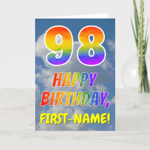 Regenboogblik "98" & "HAPPY BIRTHDAY", wolken, Sky Kaart