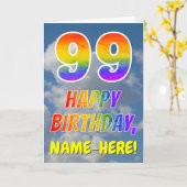 Regenboogblik "99" & "HAPPY BIRTHDAY", wolken, Sky Kaart (Gele Bloem)