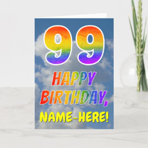 Regenboogblik "99" & "HAPPY BIRTHDAY", wolken, Sky Kaart