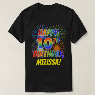 Regenboogblik GELUKKIG 10E VERJAARDAG; Vuurwerk +  T-shirt