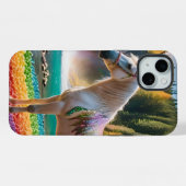 Regenboogbloemen Eenhoorn Groene bomen Waterval La iPhone Hoesje (Achterkant horizontaal)