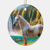 Regenboogbloemen Eenhoorn Groene bomen Waterval La Keramisch Ornament (Links)