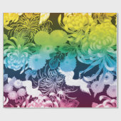 regenboogbloemen en -vogels cadeaupapier (Vlak)