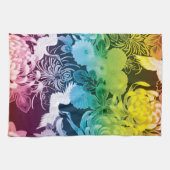 regenboogbloemen en -vogels theedoek (Horizontaal)