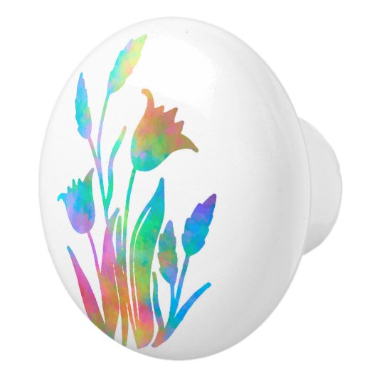 Regenboogbloemknobbels Keramische Knop (Rechts)