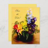 Regenboogbloemstuk Save the Date Aankondigingskaart (Voorkant / Achterkant)