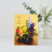 Regenboogbloemstuk Save the Date Aankondigingskaart (Staand voorkant)