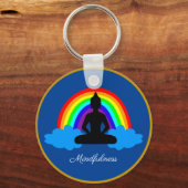Regenboogboeddha & Mindfulness, Meditatie / Yoga Sleutelhanger (Achterkant)