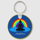 Regenboogboeddha & Mindfulness, Meditatie / Yoga Sleutelhanger (Achterkant)