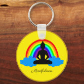 Regenboogboeddha & Mindfulness, Meditatie / Yoga Sleutelhanger (Achterkant)