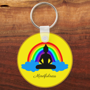 Regenboogboeddha & Mindfulness, Meditatie / Yoga Sleutelhanger