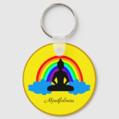 Regenboogboeddha & Mindfulness, Meditatie / Yoga Sleutelhanger (Achterkant)