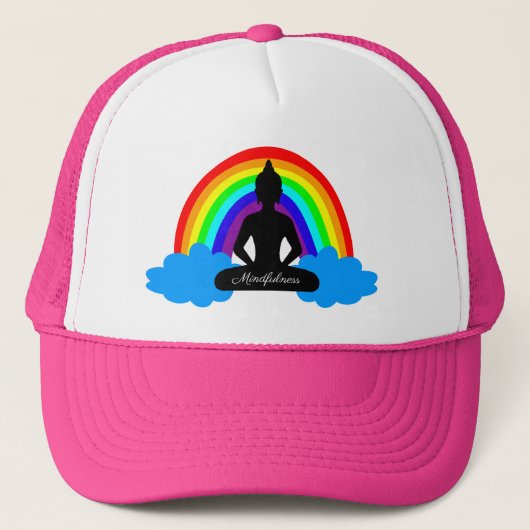 Regenboogboeddha & Mindfulness /positieve meditati Trucker Pet (Voorkant)