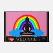 Regenboogboeddha & Mindfulness Yoga/meditatie Deurmat (Voorkant)