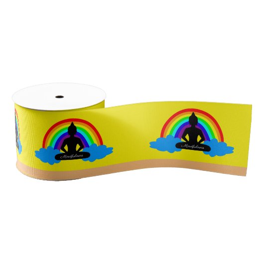 Regenboogboeddha & Mindfulness Yoga/meditatie Grosgrain Lint (Spoel)