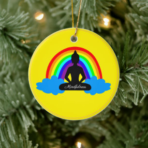 Regenboogboeddha & Mindfulness Yoga/meditatie Keramisch Ornament