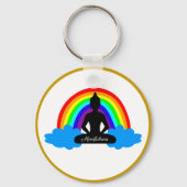 Regenboogboeddha & Mindfulness Yoga / meditatie Sleutelhanger (Voorkant)