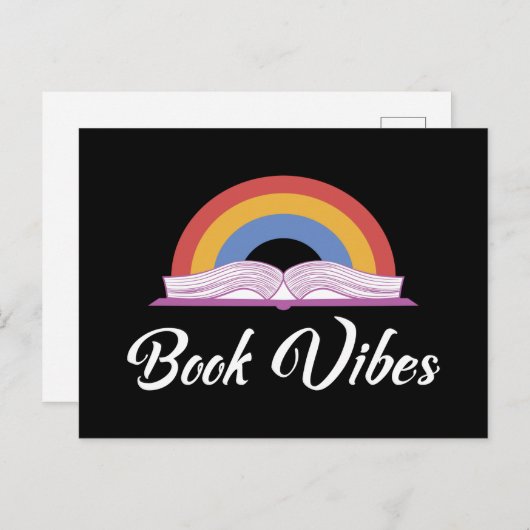Regenboogboek Vibes Retro Book Lover Uitnodiging Briefkaart (Voorkant / Achterkant)