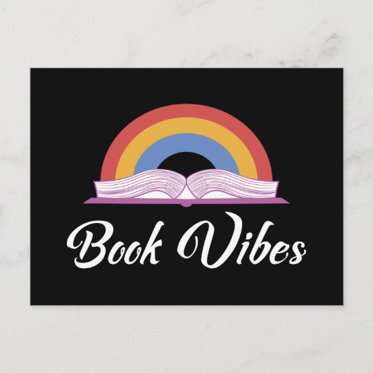 Regenboogboek Vibes Retro Book Lover Uitnodiging Briefkaart (Voorkant)
