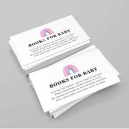 Regenboogboeken voor Baby shower Informatiekaartje