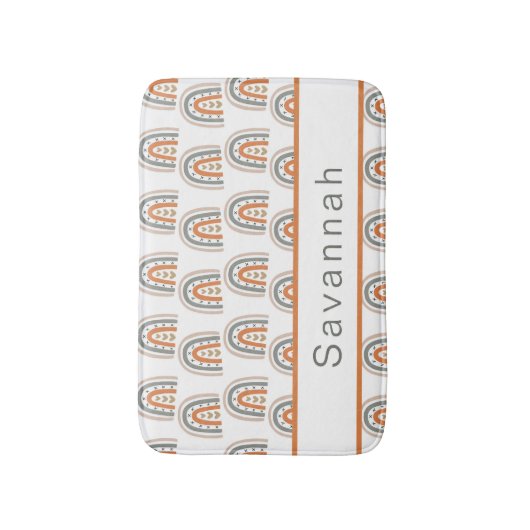 Regenboogboho bruin beige grijs meisje badmat (Voorkant Verticaal)