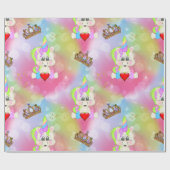Regenboogbokeh Unicorns en kronen Cadeaupapier (Vlak)