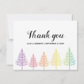 Regenboogbomen, confetti lesbische bruiloft Dank j Bedankkaart (Voorkant)