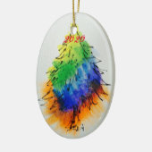 Regenboogbomen en strepen keramisch ornament (Links)