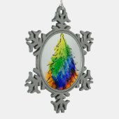 Regenboogbomen en strepen tin sneeuwvlok ornament (Links)