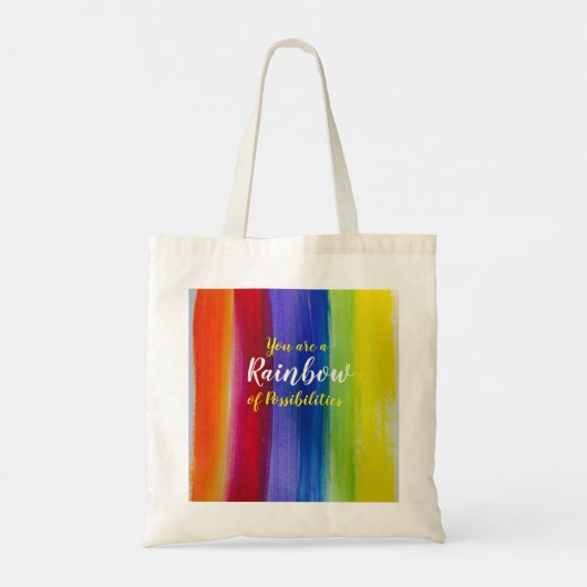 Regenboogbomen en strips tote bag (Achterkant)