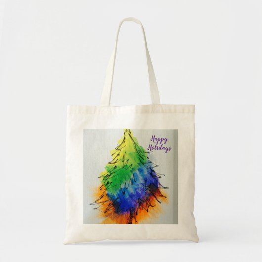 Regenboogbomen en strips tote bag (Voorkant)