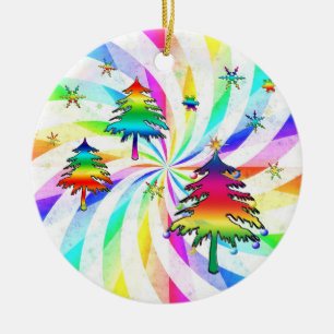 Regenboogbomen en zwenksierbomen keramisch ornament