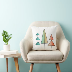 regenboogbomen in mid century modern stijl met roz kussen
