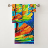 Regenboogbomen: levendig bos bad handdoek (Insitu)