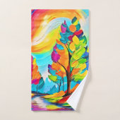 Regenboogbomen: levendig bos bad handdoek (Handdoek)