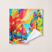 Regenboogbomen: levendig bos bad handdoek (Wasdoekje)